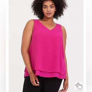 🆕 NWT TORRID HOT PINK GEORGETTE DOUBLE LAYER SWING TANK